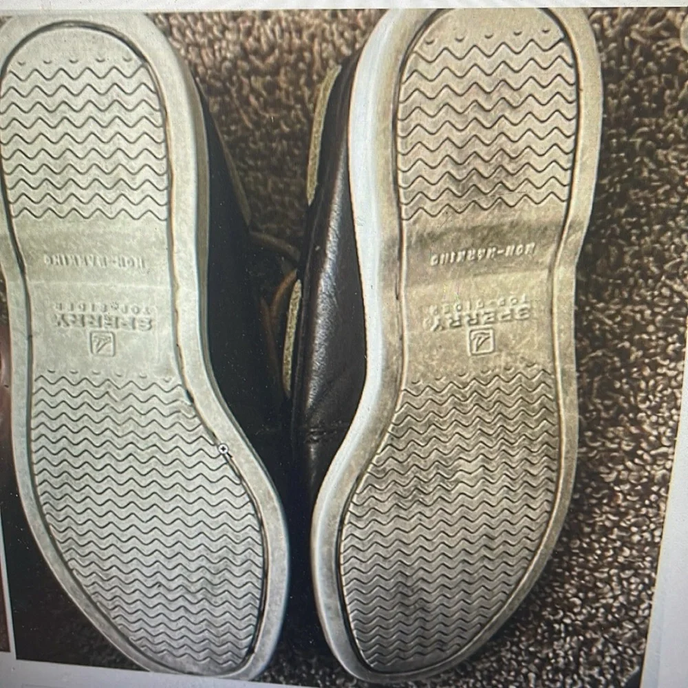 Toddler Sperry topsider brown leather slip on shoe 10